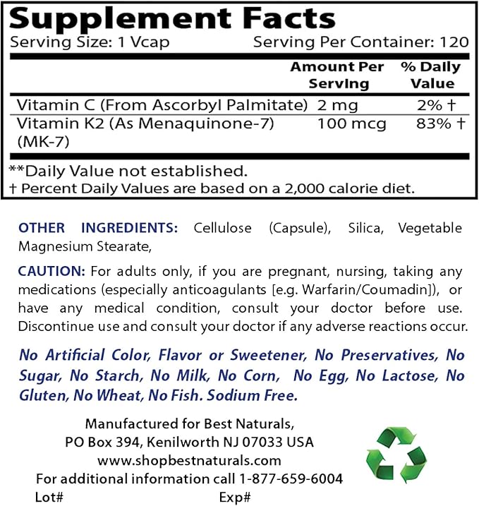 Magnesium Glycinate 425 mg &amp MK-7 Vitamin K2 100 mcg