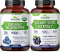 Zazzee Polyphenol Anti Aging Bundle | Antioxidant Rich 50:1 Grape Seed Extract Capsules and Organic Blueberry Extract Supplement | Non-GMO Vegan &amp ISO Lab Tested (120 Servings Each)
