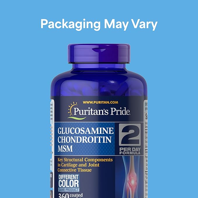 Puritan's Pride Glucosamine Chondroitin MSM Dietary Supplement for Joint Health 360 Coated Caplets