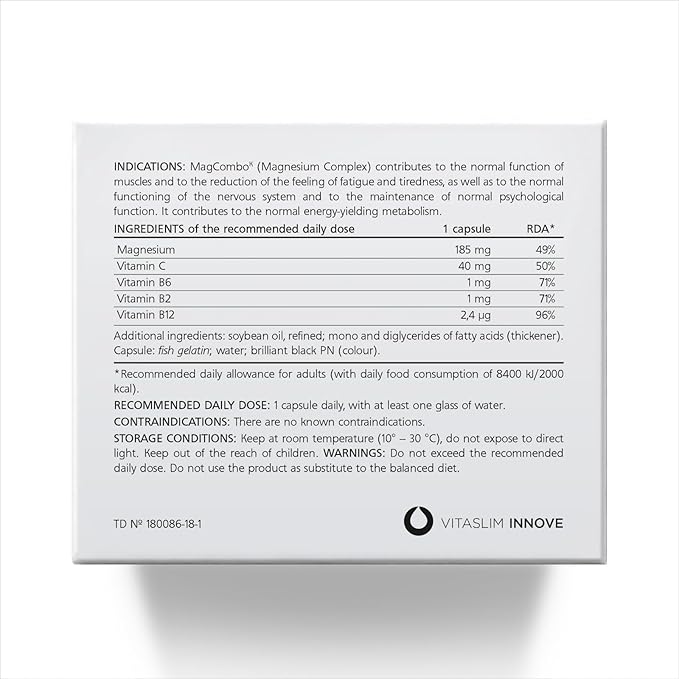 MagCombo - Concentrated Pure Magnesium Special Oil Formula for Maximum Absorption enriched with Vitamins В2 В6 В12 and С only 1 Capsule Daily. (Pack of 3)