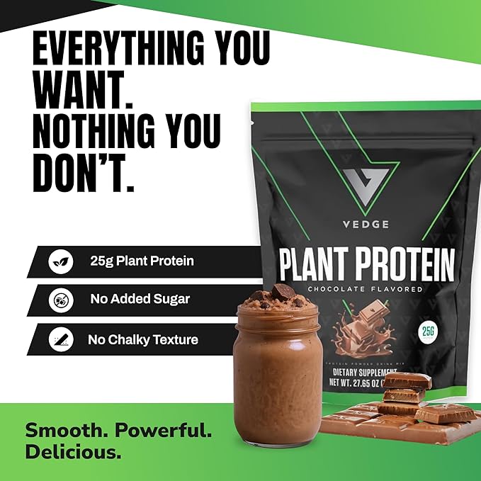 VEDGE Vegan Protein Powder - Plant Protein Powder with Pea Pumpkin &amp Sunflower - USDA Organic Amino Acids Dairy Free Gluten Free Soy Free Keto Non GMO Smooth Texture - Chocolate - 20 Servi