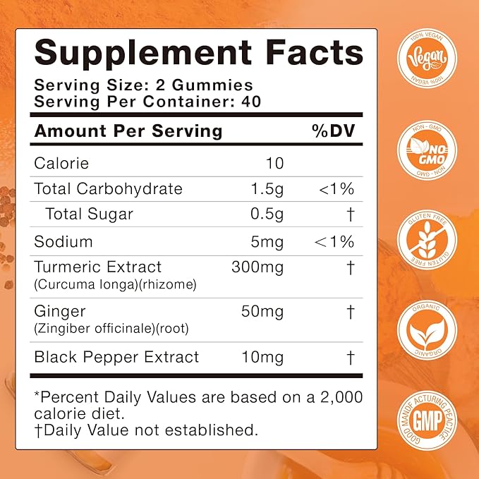 Turmeric Curcumin Gummies with Ginger &amp Black Pepper Herbal Supplement-400 Count for Adults and Kids - Tumeric Gummy Supplements Vegan Organic Gelatin-Free 5 Pack