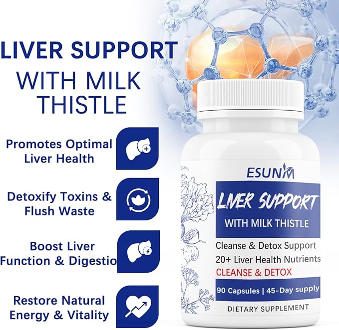 Advanced Liver Cleanse Support Supplement – Milk Thistle Liver Detox with Silymarin Dandelion Artichoke Beetroot &amp Choline – 90 Capsules for Liver Detox &amp Repair