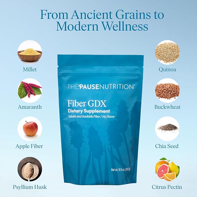 The 'Pause Life Fiber GDX Gluten Free Chia Seed &amp Quinoa Blend Monk Fruit Sweetened Natural Plant Based Dietary Fiber Energy and Digestive Support Unflavored 1 Pack 10.5 OZ