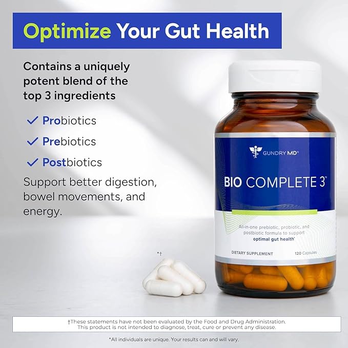 Gundry MD® Bio Complete 3 - Prebiotic Probiotic Postbiotic to Support Optimal Gut Health 30 Day Supply (90 Day Supply)