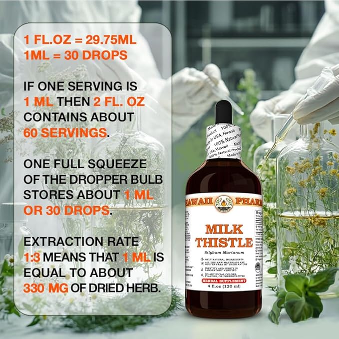 Milk Thistle (Silybum marianum) Dry Seed Tincture All Natural Vegan Pure Liquid Extract - 32 fl.oz