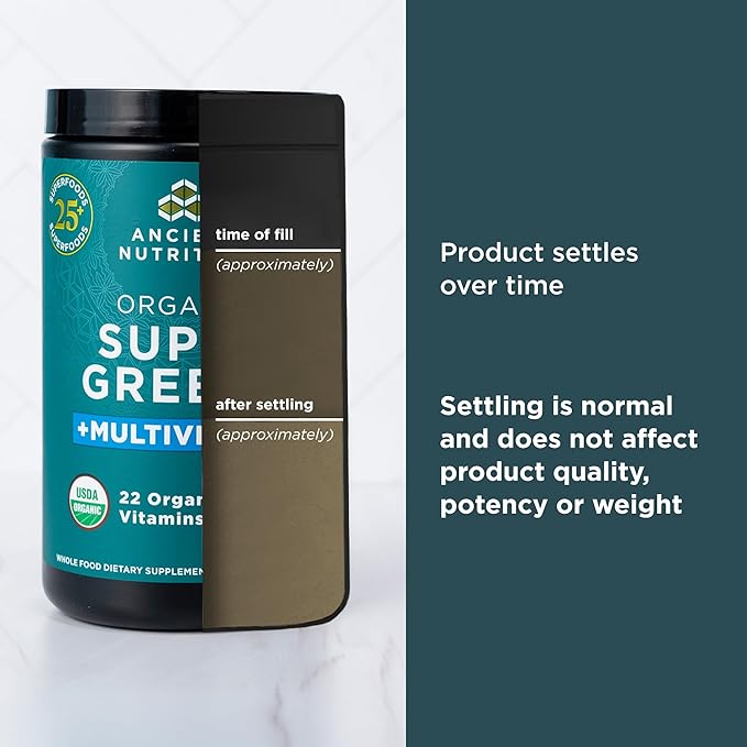 Ancient Nutrition Vitamin Powder One Bottle Made from Real Fruits Vegetables and Herbs for Digestive and Energy Support 25 Servings 7.5oz