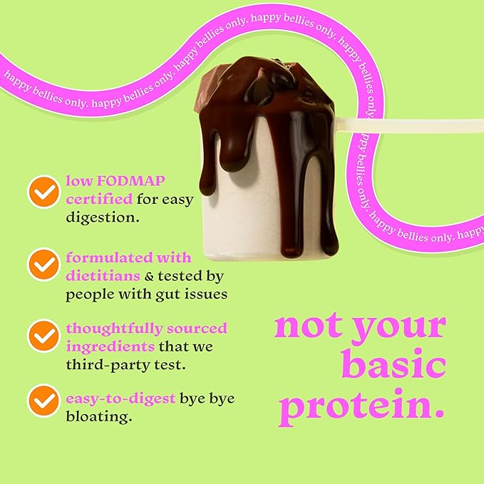 Gut-Friendly Protein Powder for Sensitive Stomachs Low FODMAP 20g Vegan Pea &amp Rice Protein with Prebiotic Fiber Dairy-Free Gluten-Free No Gums or Added Sugar - Chocolate Swirl