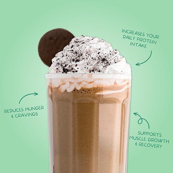 Clean Simple Eats Whey Protein Powder Mint Chocolate Cookie Flavor Naturally Sweetened 100% Grass Fed Protein Powder with Digestive Enzymes No Artificial Ingredients Gluten Free 10 Stick Packs