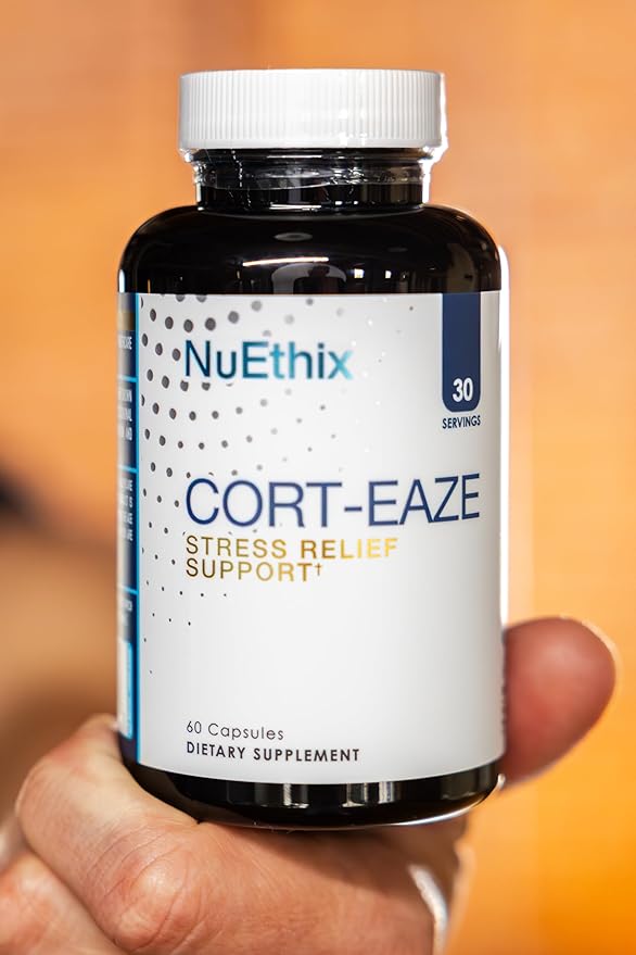 NuEthix Formulations Cort-Eaze - Cortisol Supplement - Health Support Supplement with Ashwagandha L-Theanine &amp Rhodiola Rosea - Relaxation and Deep Sleep 60 Capsules 30 Servings