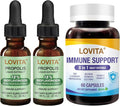 LOVITA Propolis &amp Immune Caps Bundle - 2 Liquid Drops &amp 1 Daily Defense 8-in-1 (60ct) Alcohol-Free Extract &amp Elderberry Blend (3 Pc Set)