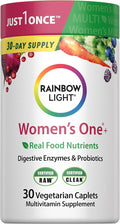 Rainbow Light Womens Multivitamin One + | 30 Caplets | Real Food Nutrients Digestive Enzymes &amp Probiotics