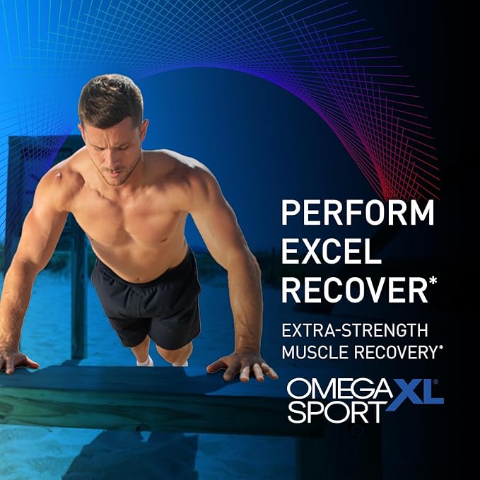 OmegaXL Sport Extra Strength Muscle Recovery Supplement and Respiratory Support Supplement - Improves DOMS and ROM Clinically Supported Green-Lipped Mussel Oil (60 Softgels)