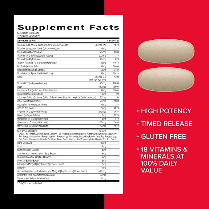 GNC Mega Men Multivitamin Caplets Clinically Proven to Feel Better Immune Support Energy Support B Vitamins Vitamin D-3 Timed Release 180 Caplets