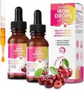 2P Cherry-Flavored Iron Drops for Women - Help Maintain Energy Boost Vitality and Immunity. Non-GMO Gluten-Free 60 ml.