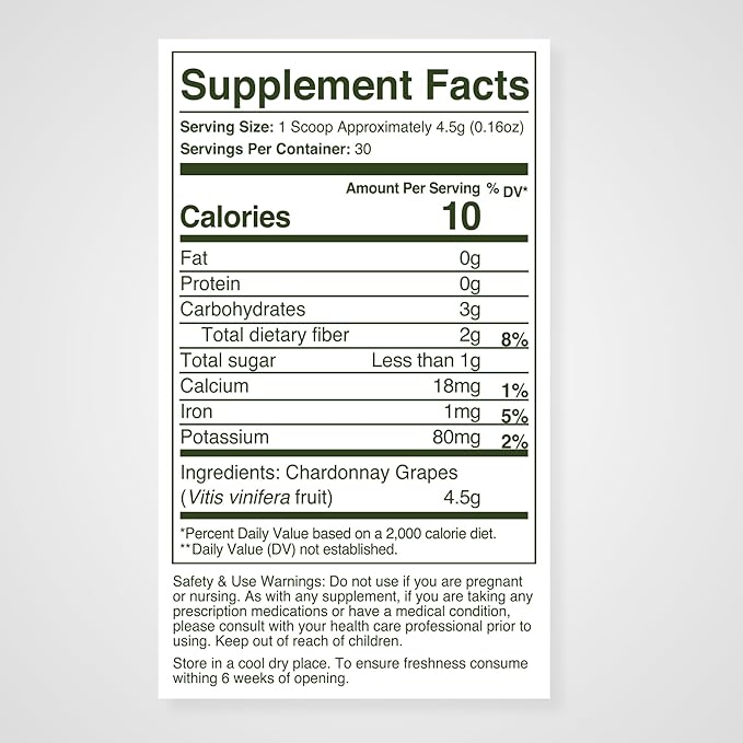 Premium Smart Prebiotic Gut Health Supplement Powder for Men &amp Women | Digestive Support &amp Gut Health With 100% Upcycled Chardonnay Grapes | Plant-Based Gluten and Allergen-Free | 4.75Oz