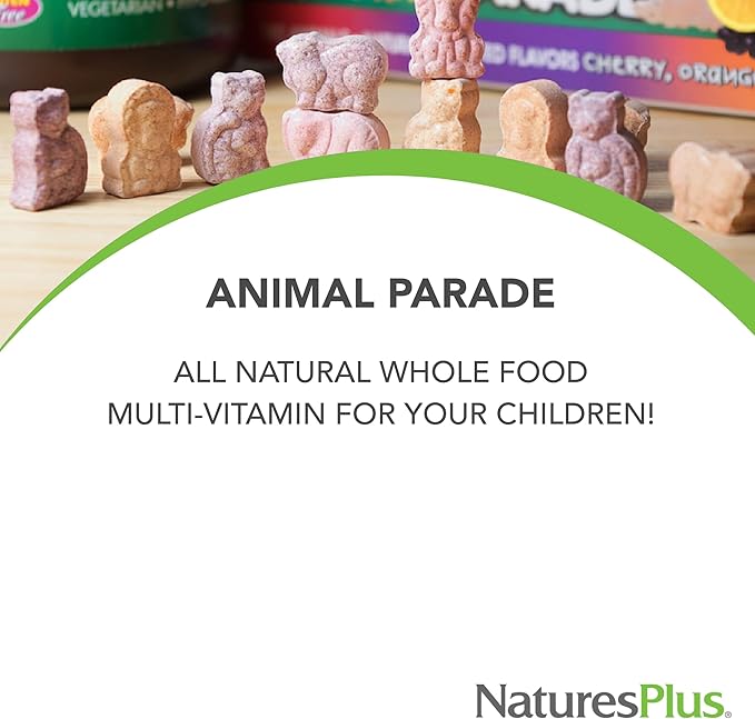 NaturesPlus Animal Parade MagKidz Natural Cherry Flavor - 90 Animal-Shaped Chewable Tablets - Pack of 3 - Bone &amp Muscle Health Support - Non-GMO Vegan Gluten Free Sugar Free - 135 Total Servi