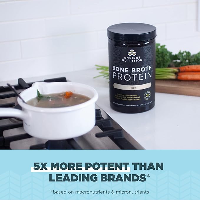 Ancient Nutrition Bone Broth Protein Powder Pure 20 Servings + Bone Broth Protein Powder Chocolate 20 Servings
