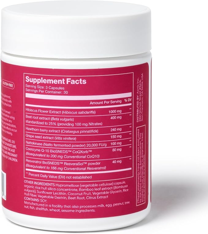 AONIC Flow | Healthy Blood Pressure Support | Multi-Action Formula with 1gr Hibiscus 400mg Beet Root Extract (100mg Nitrates) CoQ10 Resveratrol &amp Hawthorn Non-GMO &amp Vegan (90 Capsules)