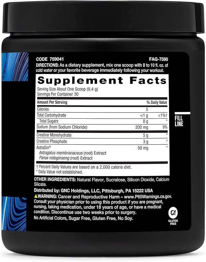 BEYOND RAW GNC Creatine Monophate - 8g Dual-Powered Creatine Powder for High-Intensity Training - AstraGin - Easy to Mix - Gluten-Free &amp Sugar-Free - Blue Raspberry - 30 Servings