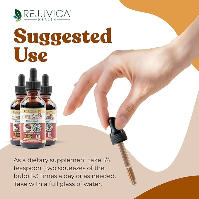 Rejuvica Health CardioVance - Heart Support Supplement - Liquid Delivery for Better Absorption - Hawthorne Hibiscus Arjuna Olive Leaf &amp More!