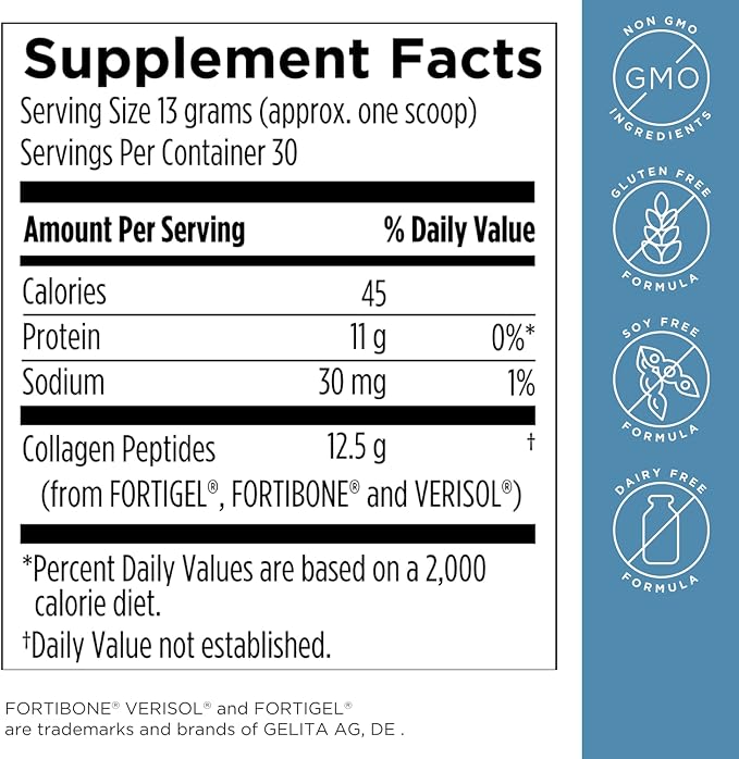 Designs for Health Whole Body Collagen Powder - Hydrolyzed Collagen Peptides Powder for Healthy Skin &amp Hair Joint + Bone Health - Fortigel &amp Verisol Collagen Unflavored (30 Servings)