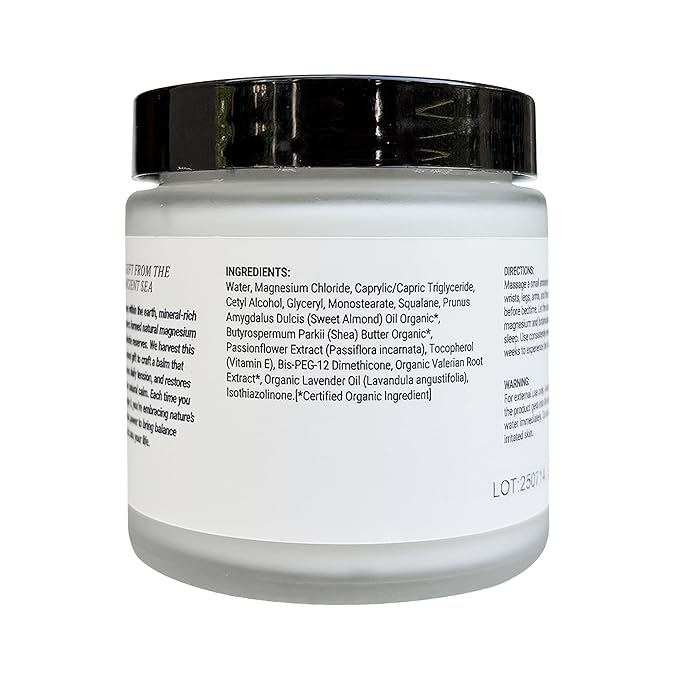 Sleep Aid Magnesium Cream - Valerian Root &amp Passionflower for Calm - Natural Night Balm for Anxiety &amp Restful Sleep - With Lavender Oil for Calm Before Bed and Evening Relaxation