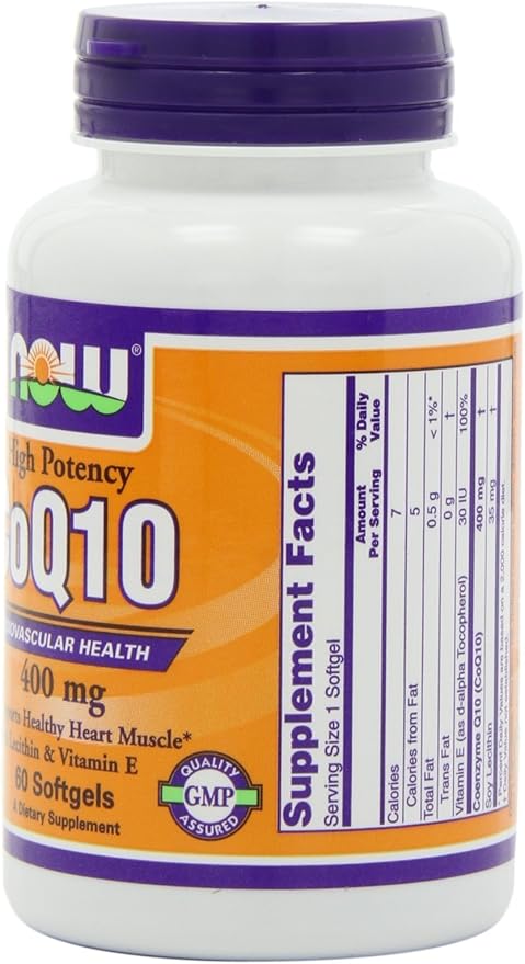 NOW Foods CoQ10 400 mg w/Lecithin &amp Vitamin E 60 Softgels
