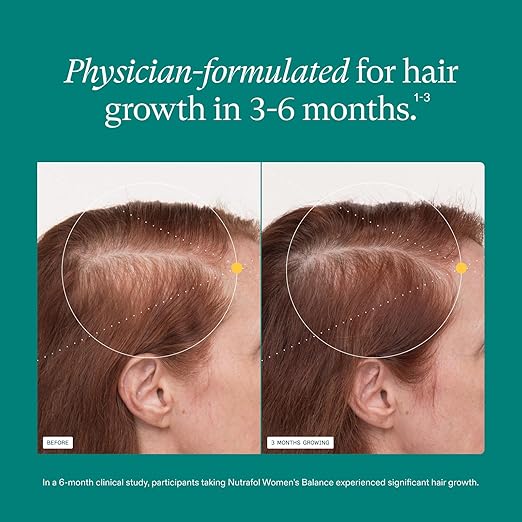 Nutrafol Women's Balance Hair Growth Supplements for Ages 45+ Clinically Proven for Visibly Thicker Hair and Scalp Coverage Dermatologist Recommended - 2 Month Supply 2 Refill Pouches