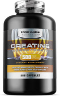 Iron Labs Nutrition Creatine Monohydrate (500 Capsules) - 3900mg Per Serving - Unflavoured Capsules - High Strength Creatine for Men &amp Women