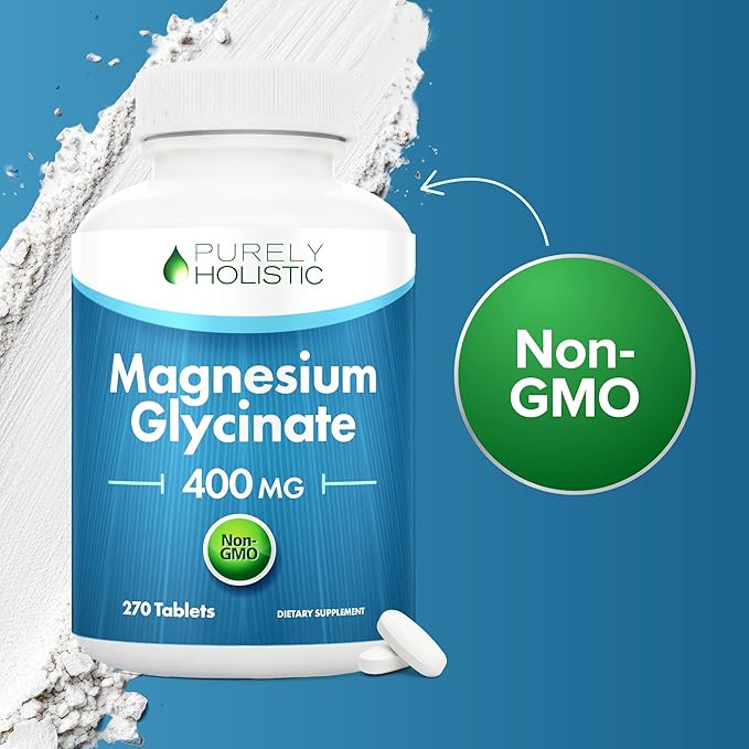 Magnesium Glycinate 400mg | 4+ Month Supply | Sleep Relaxation &amp Muscle Support | High Absorption Chelated Magnesium Supplement for Women &amp Men | Gentle on Digestion | Vegan | 270 Tablets