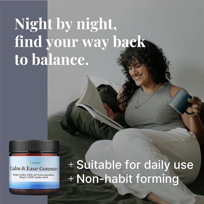 Dobel - Calm &amp Sleep Gummies for Adults | Calming Gummies with GABA 5-HTP &amp Ashwagandha KSM-66 Sugar-Free Vegan Bedtime Wind-Down Support Natural Blueberry Flavor - 60 Gummies