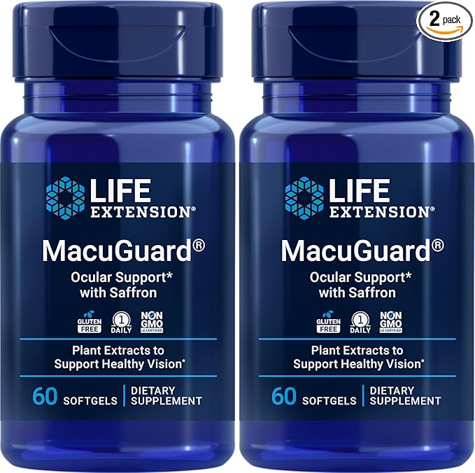 Life Extension MacuGuard Ocular Support with Saffron 60 softgels (Pack of 2)