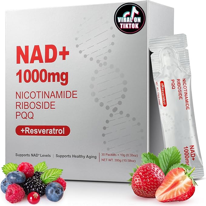 1000mg High-Potency NAD+ Liquid Supplement Nicotinamide Riboside &amp Resveratrol with PQQ Boosts Cellular Energy Focus &amp Healthy Aging - 1 Pc