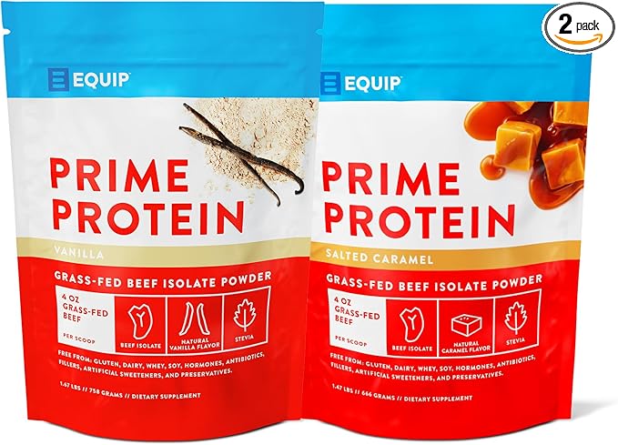 Equip Foods Prime Protein Powder Vanilla &amp Prime Protein Powder Salted Caramel
