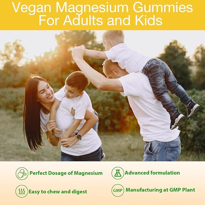 Magnesium Glycinate Gummies for Adults &amp Kids 1000mg High Absorption Magnesium Complex Supplement Sugar Free with PotassiumVitamins for Calm Sleep Supprt Stress Relief 180 Counts Orange