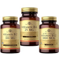 SOLGAR Vitamin B Bundle: B6 25 mg 100 Tablets + Sublingual B12 1000 mcg Nuggets 250 Count + B2 (Riboflavin) 100mg 100 Vegetable Capsules