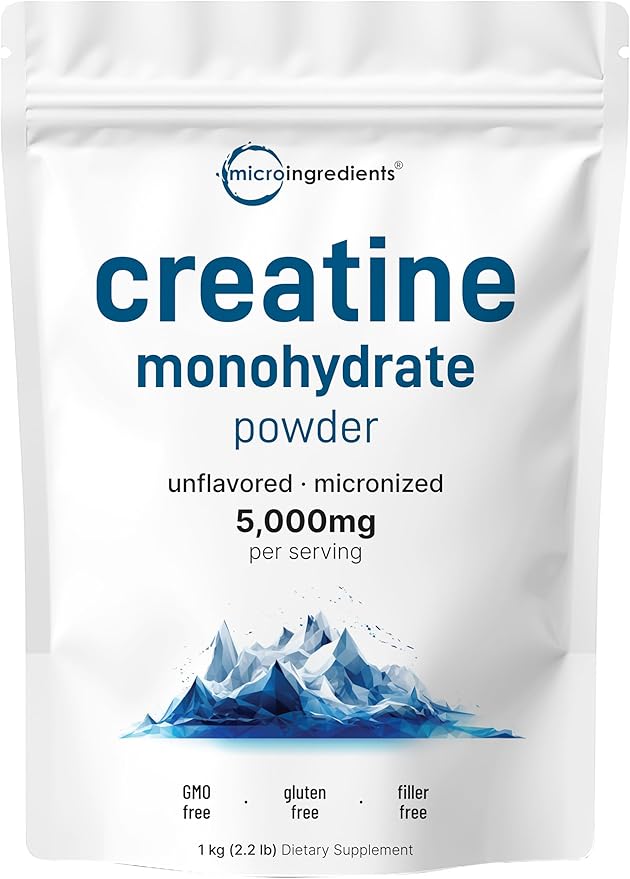 Creatine Monohydrate Powder 1 kg (2.2 Lbs) 5000mg Per Serv Micronized Creatine Powder Unflavored Pure No Filler Keto &amp Vegan Friendly Easy Dissolve Pre Workout Creatine for Women and Men