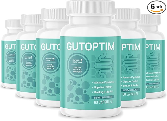 GutOptim Probiotic &amp Prebiotic Capsules | Pre and Probiotics for Synbiotic Gut Health &amp Bloating Relief for Women &amp Men | Enzyme with Probiotics for Digestive Health | Non-GMO 60 Ct 6 Mo