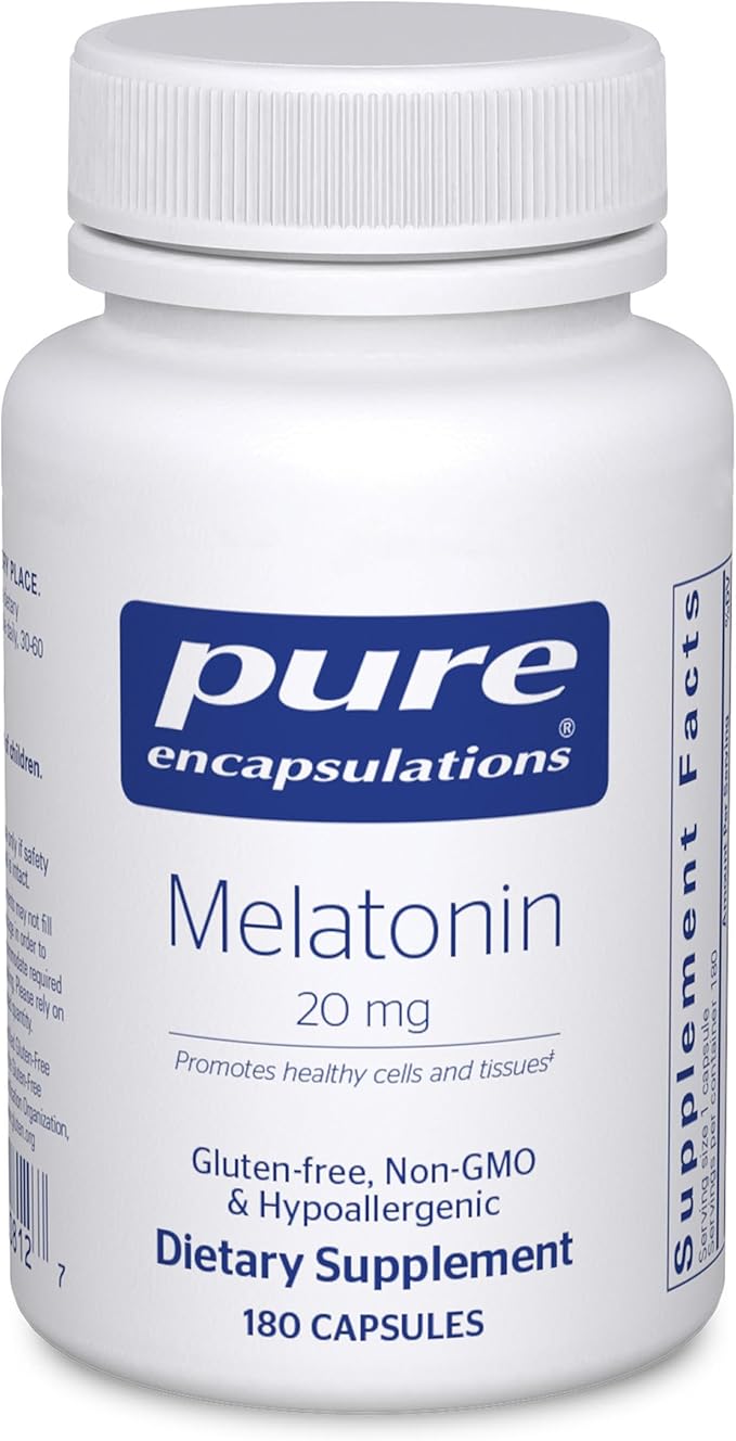 Pure Encapsulations Melatonin 20 mg - Not Intended for Sleep Support - for Immune System &amp Healthy Cells - 99.5% Purity Melatonin - Gluten Free &amp Non-GMO - 180 Capsules