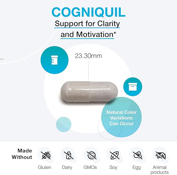 XYMOGEN Cogniquil - Magnesium L-Threonate Supplement for Clarity Focus &amp Mental Energy Support* - with Theacrine &amp Vitamin B12 - Non-GMO &amp Gluten-Free - 60 Capsules