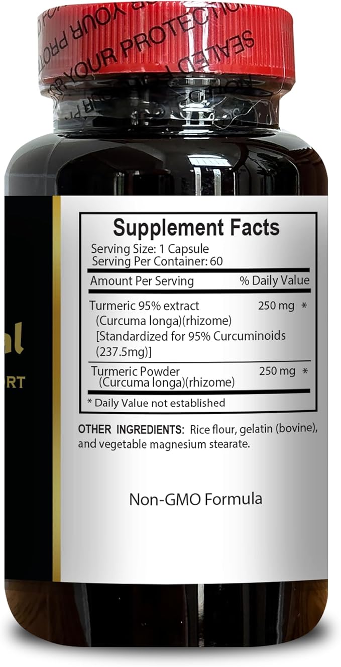 Turmeric Curcumin Capsules – Pure Extract for Antioxidant Support &amp Wellness – Professional Quality Standards - 2 Bottles 120 Capsules – GMP-Certified Manufacturing