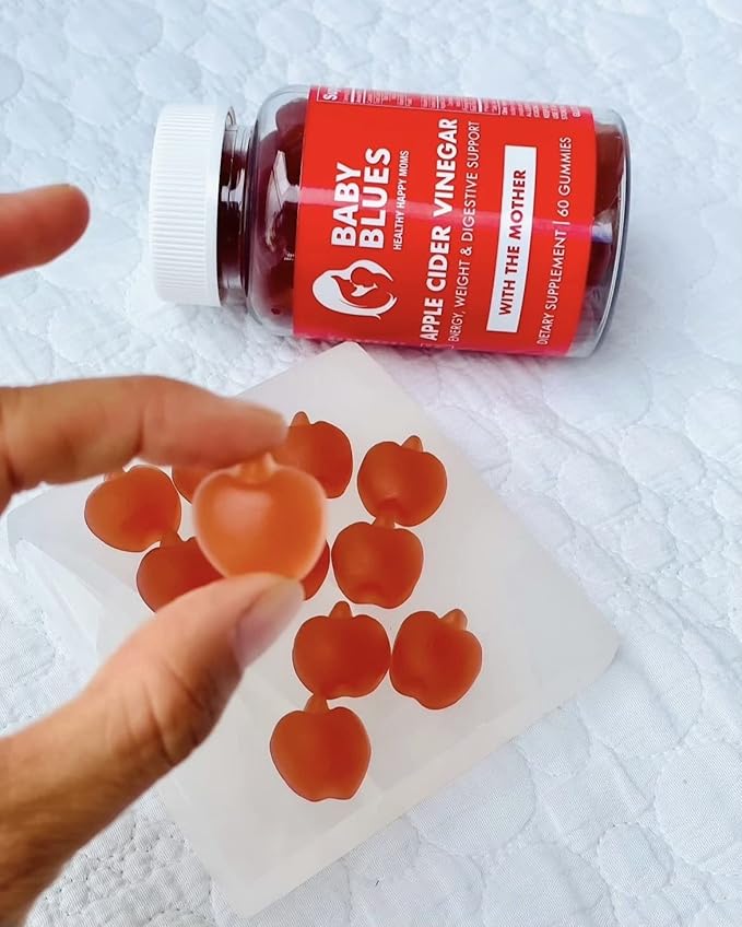 Baby Blues Apple Cider Vinegar Postpartum Gummies with B6 and B12 Vegan Non-GMO Postpartum Vitamins Breastfeeding Postnatal Vitamins for Women Post partum Dietary Supplements for Mom 60pcs