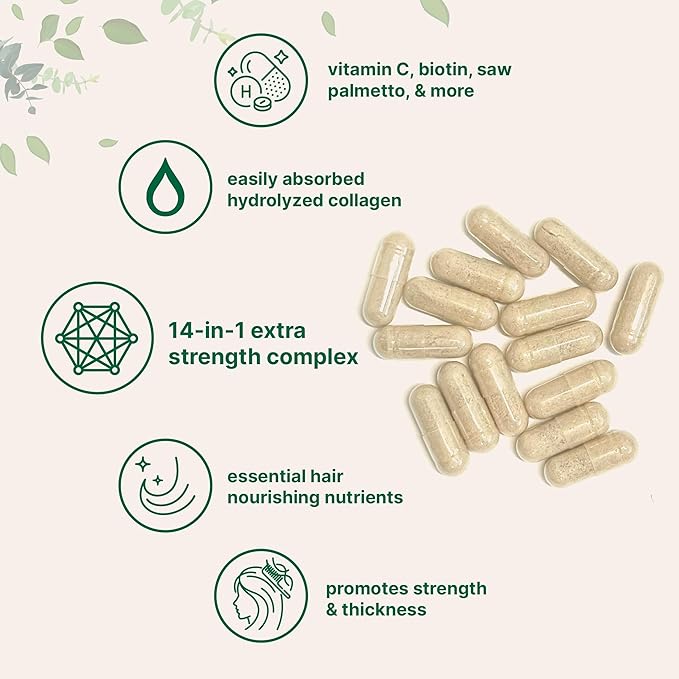 Micro Ingredients Multi Collagen Complex for Women &amp Hair Vitamins Complex Capsules Bundle 2 Pack | Grass-Fed Collagen Peptides | 14-in-1 Advanced Hair Growth Support