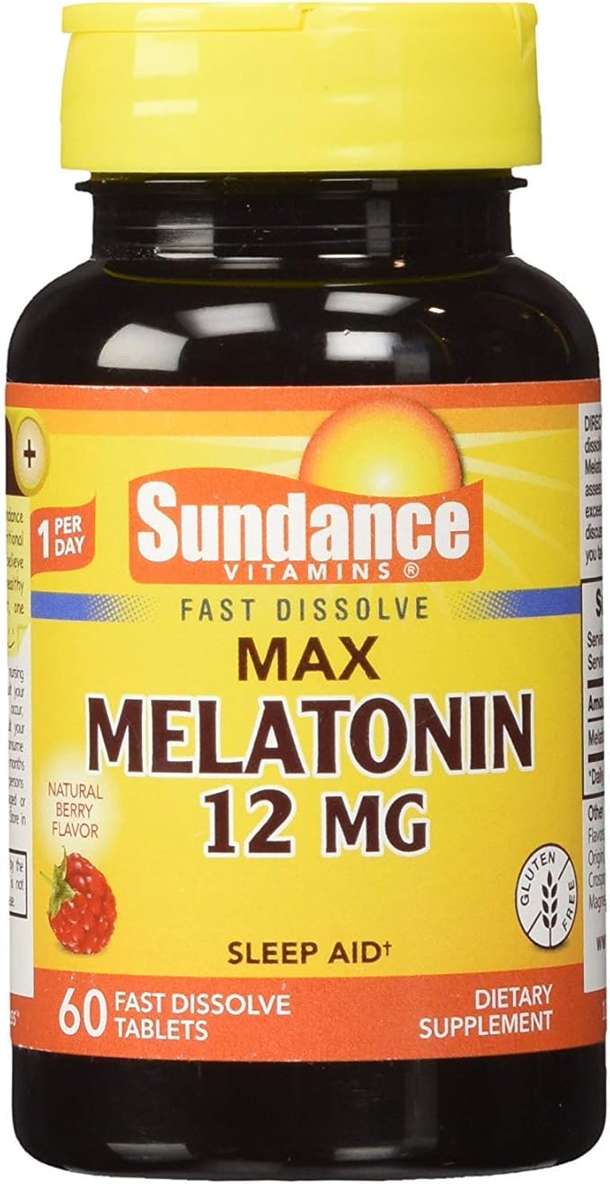 Sundance Vitamins Max Melatonin 12 mg Natural Berry Flavor