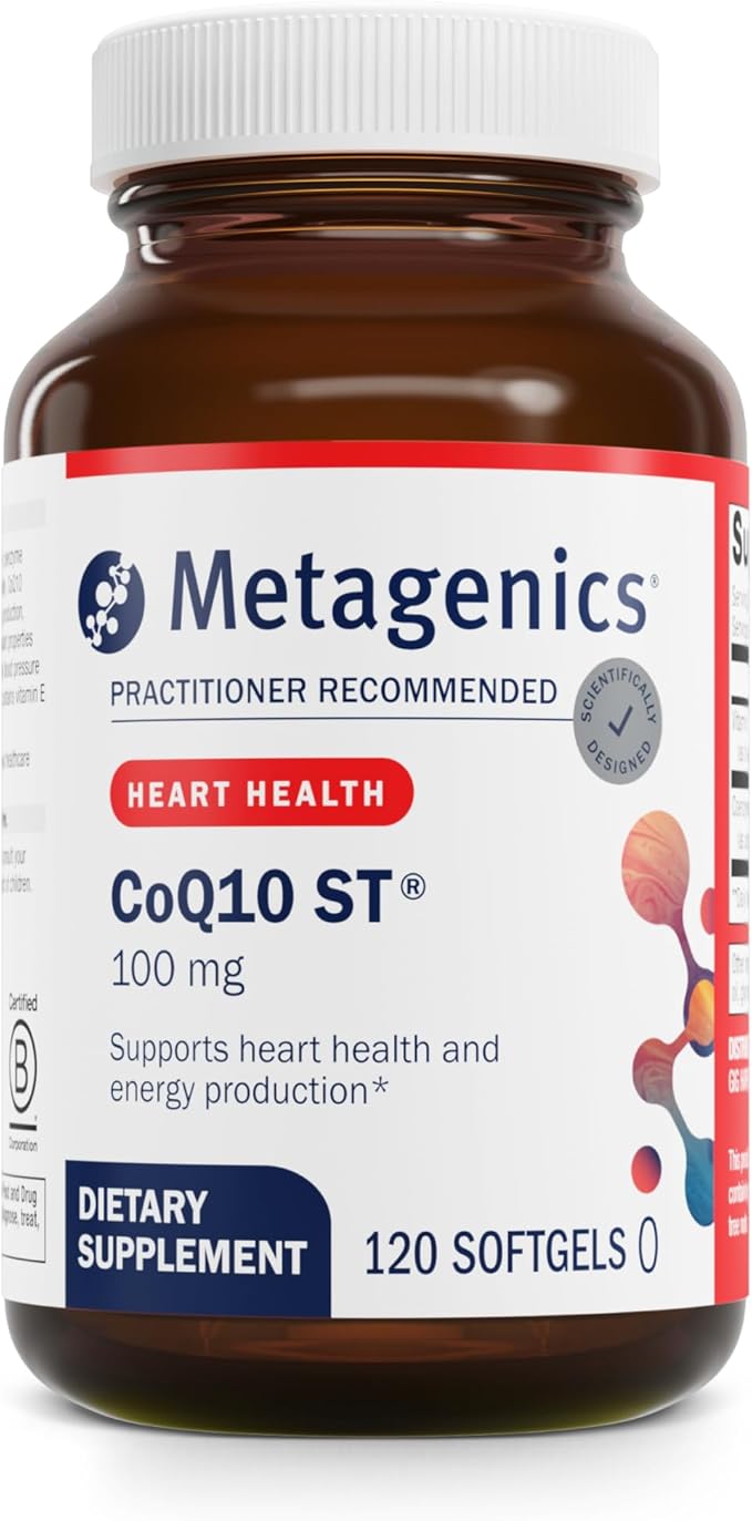 Metagenics CoQ10 ST-100-100 mg Ubiquinone with Vitamin E for Heart Energy &amp Antioxidant Support* - Non-GMO Gluten-Free Soy-Free - GMP Certified Facility - 120 Softgels