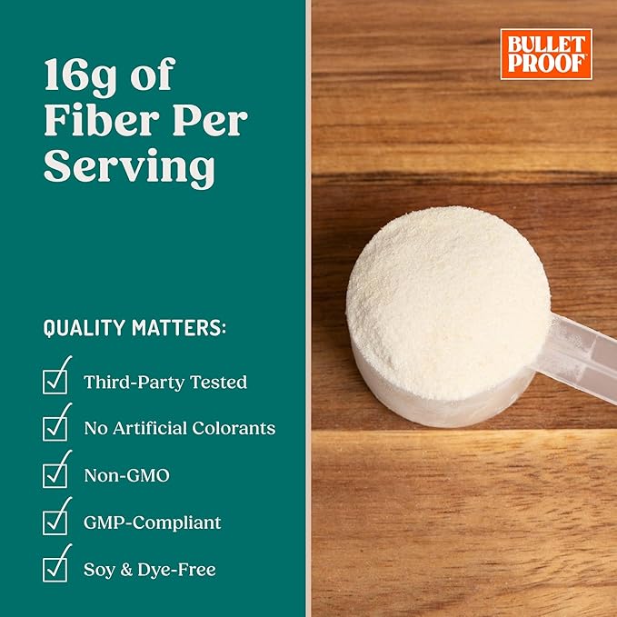 Bulletproof Innerfuel Prebiotic Fiber Powder Unflavored 16g Fiber Plant-Sourced Non-GMO &amp Third-Party Tested Supports Gut &amp Digestive Health 0g Sugar 13.4 oz
