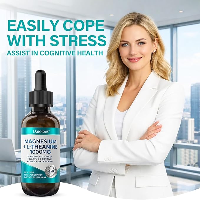Magnesium L-Threonate Liquid Drops Triple Calm Magnesium Threonate w. Apigenin Theanine Lemon Balm for Relaxation Sleep High Absorption for Brain Health &amp Cognitive Support 2.0 Fl Oz