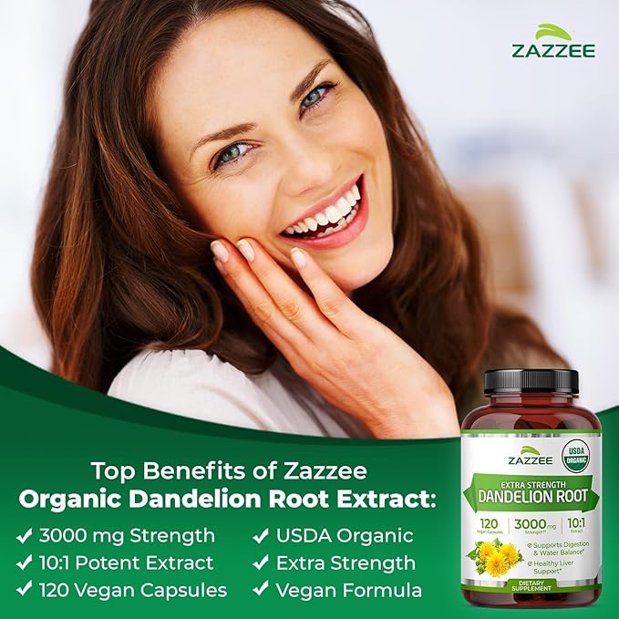 Zazzee Dandelion Artichoke &amp Milk Thistle Bundle | 20:1 Artichoke Leaf Extract Plus 10:1 Organic Dandelion Root and 30:1 Organic Milk Thistle Extract | Liver Cleanse Detox Bundle