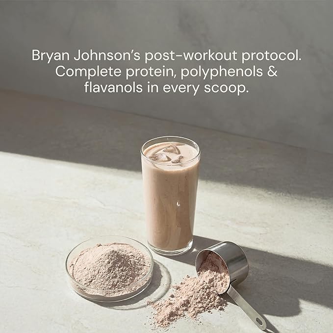Blueprint Bryan Johnson Chocolate Protein Powder – Vegan Plant-Based Supplement with Cocoa Powder – Clean Ingredients – 26g Protein per Serving – Non-GMO – 30 Servings